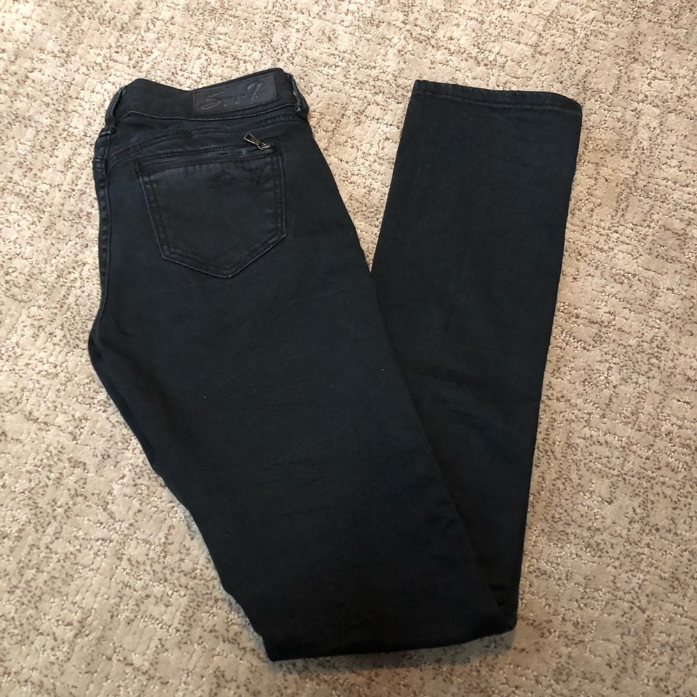 7 For All Mankind Black Slim Straight Jeans. SZ 26
